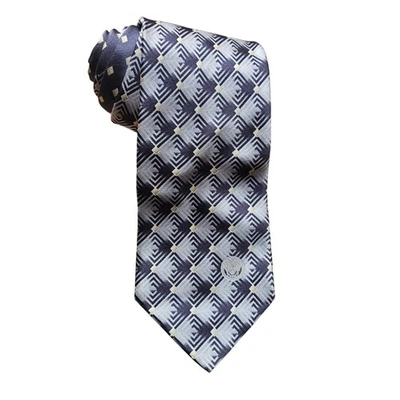 Corbata de Seda VERSACE Logo Medusa Gris Estampado Geométrico Italia Diseñador Corbata 3.25x58 Foto 1 de 4