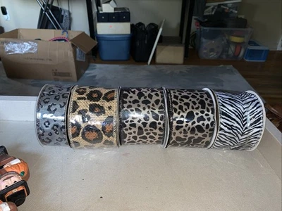 5 Rolls Floral Garden 1 Burlap Ribbon Also Misc Wired Ribbon, See Photos - Image 1 of 4