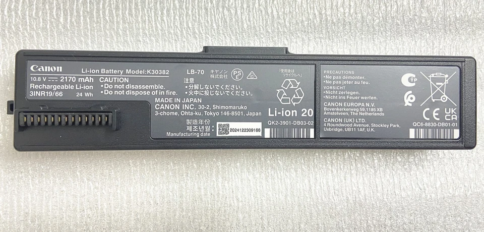 Batería interna K-72 K30382 para impresora móvil PIXMA TR150 de JAPÓN/OEM Foto 1 de 4