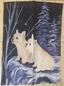 FRANZÖSISCHE BULLDOGGE Hundehaus Flagge 28 x 40 beidseitig Sternschnuppe cremeweiß SS8395 - Bild 1 von 1