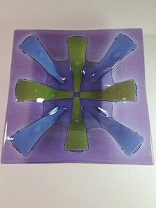 Vintage Mid Century HIGGINS art Glass Sunburst Ashtray Design - Picture 1 of 4