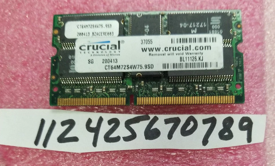  512 MB 2RX8 SDRAM SD PC133 133 144 PIN ECC DOBLE RANGO 32X8   Foto 1 de 1