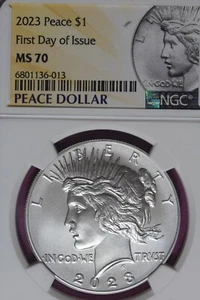 2023 NGC MS70 FIRST DAY OF ISSUE PEACE DOLLAR #B46729 - Picture 1 of 2