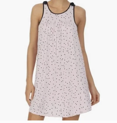Kate Spade Talla S Camisón Chemise Rosa Negro Lunares Satinado Lazo Pijama Foto 1 de 4