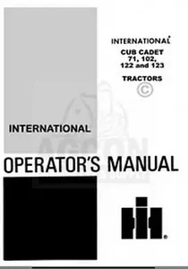 International Cub Cadet 71 102 122 123 manual de operadores - Imagen 1 de 1
