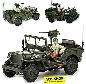 Jeep Willys 1/4 techo abierto + pistola + hombre 1942-45 toneladas EE. UU. Jeep militar 1:43 - Imagen 1 de 10