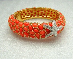 KENNETH J LANE KJL  NEPTUNE'S STARFISH CORAL BANGLE CUFF BRACELET NEW STUNNING - Picture 1 of 10
