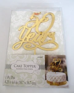 Amscan 50 Year Wedding Anniversary Cake Topper Centerpiece Gold NIP - Picture 1 of 3