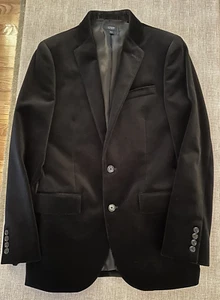 J Crew Black Velvet/Velour Suit Coat Ludlow Cut  Blazer Men’s 36R  -Used  - Picture 1 of 9