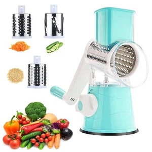 Manual Rotary Cheese Grater Round Vegetable Potato Carrot 3 Interchangeable Chee - Picture 1 of 7