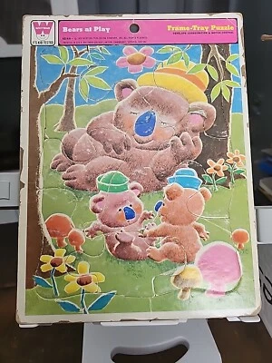 Vintage 1975 Whitman Bears at Play Frame Tray Puzzle #451H Very Rare USA - Image 1 of 4