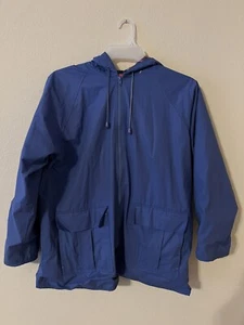 Vintage MISTY HARBOR Rain Coat Hooded Jacket Plaid Flannel Lined Blue Medium - Picture 1 of 4