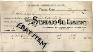 1890 BILLHEAD Toledo Ohio STANDARD OIL COMPANY Lima Fostoria Ft Wayne Adrian - Bild 1 von 1