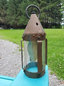 Vintage Arts & Crafts/Gothic/Neo/Spanish Revival Copper or Brass Porch Light - Picture 1 of 3