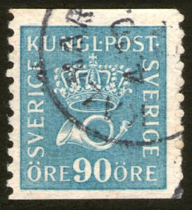 Sweden 1925 Crown and Coach Horn, Coil Stamp Used - Picture 1 of 2