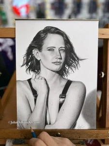 Eva Green Pencil Drawing 9” x 12” Portrait Artwork Casino Royale Penny Dreadful - Bild 1 von 2