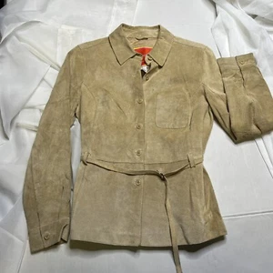 Issac Mizrahi Women's Genuine Leather Suede Tan Jacket Medium - Picture 1 of 5