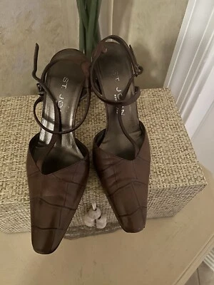 Zapatos de salón para mujer ST. JOHN de cuero marrón con cordones semi-puntiagudos talla US 5 Foto 1 de 4
