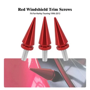 3x Red Impaler Spike Wind Screen Windshield Bolt For Electra Street Glide 96-13 - Picture 1 of 13