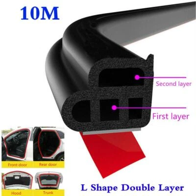 10M Black Car Door Hood Trunk Edge Moulding Rubber Sealing Strip L Shape Foto 1 de 4