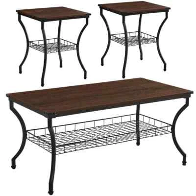 3-Piece Coffee Table with 2 Nightstand End Table And Storage Center Living Room - Image 1 of 4