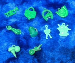 Vintage Cracker Jack Charms Green Screw Ball Rocket Lock Horn Horse shoe #2 - Picture 1 of 1