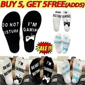 Unisex Novelty Letters 'Do Not Disturb, I'm Gaming' Funny Gamer Socks Xmas Gift - Picture 1 of 25