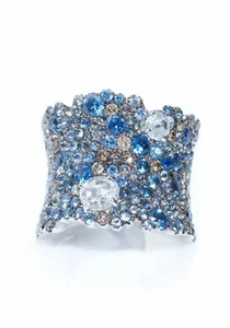 6.40 Carat Sapphire & Cubic Zirconia Multi Color Stone Women's Ring 925 Silver - Picture 1 of 6