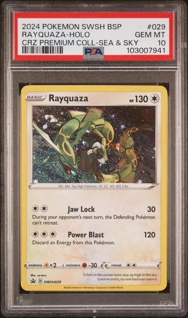 PSA 10 Rayquaza SWSH029 Sword & Shield Holo Black Star Promo Pokemon Card - Image 1 of 2