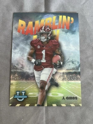 2022 Bowman Chrome U JAHMYR GIBBS Ramblin Man #RM-5 Alabama Lions - Image 1 of 2