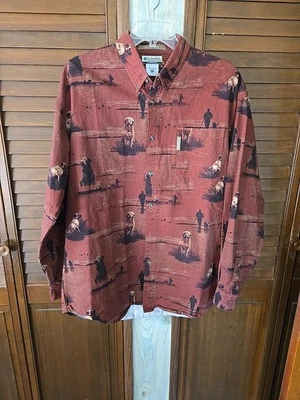 Camisa Columbia River Lodge con botones para hombre XXL Retriever estampado de perro larga Sl roja pesada Foto 1 de 4