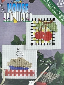 VTG Designs For The Needle Cross Stitch Kitchen Magnets Kit  "Cherries/Pie" New - Picture 1 of 4