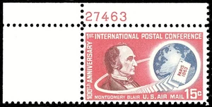 Scott C66 the 1963 15¢ Montgomery Blair Airmail Issue - MNH Plate No. Single - Picture 1 of 1