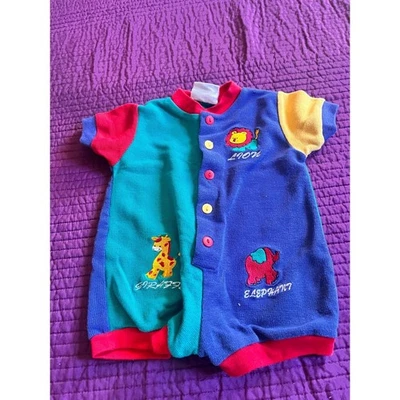 Mameluco bebé vintage enredadera 12 meses animales león elefante jirafa bloque de color Foto 1 de 3