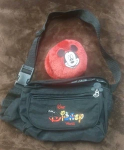 Walt Disney World Waist Fanny Pack With Red Mickey Mouse Ear Muffs Clean Free-S  - Picture 1 of 9