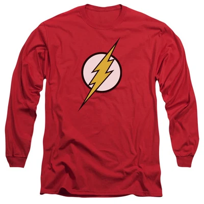 Jla Flash Logo Mens Long Sleeve Shirt Red Officially Licensed - Image 1 of 2