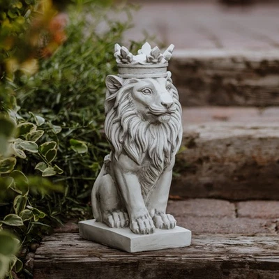 Dekorative Löwenfigur Löwe „King“ Krone Steinfigur, H. 36 cm, 9 kg, Frostsicher - Bild 1 von 4