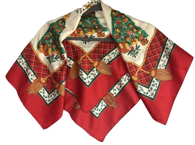 "Bufanda de vacaciones de árbol de Navidad de colección sensación sedosa colores brillantes 31"" cuadrada" Foto 1 de 3