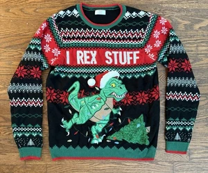 Holiday Time Weihnachtspullover Herren M I Rex Stuff Pullover Ugly T-Rex Dinosaurier - Bild 1 von 8