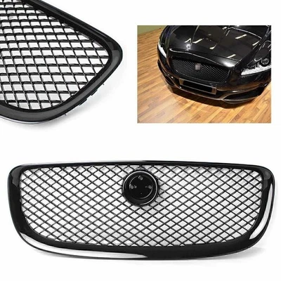 Black Upper Grill Radiator Grille For Jaguar XJ 2010 2011 2012 2013 2014 2015 - Imagem 1 de 4