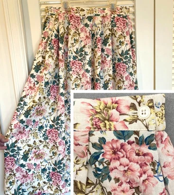 Saia Midi Vintage Coleção Tanner Floral Tamanho 16 XL Linho Cottage Rosa - Imagem 1 de 4