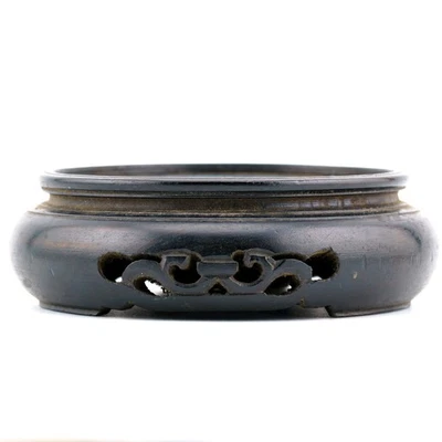 Antique Japanese Carved Wood Stand for Vase Circle Meiji Late 19th Century - Image 1 of 4