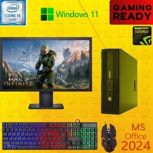 Gaming HP i5 Desktop PC Computer Nvidia GT 1030 Win11 16G SSD 22" LCD - Picture 1 of 5