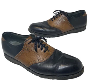 Footjoy Classics Spikeless Golf Shoes Men's Size 12 C Black Brown Leather 55434 - Picture 1 of 11