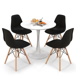 5 PCS Dining Set Modern Round Dining Table 4 Chairs for Small Space Kitchen - Picture 1 of 8