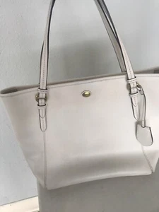 Coach Peyton Ivory  Leather Zip Top tote shoulder Bag F27349 - Picture 1 of 12