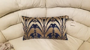 Callisto Home Navy Gold Ikat Pillow~ 14 x 24 NEW - Picture 1 of 7