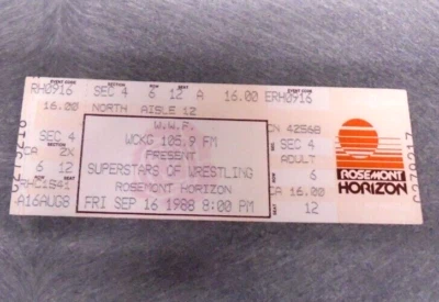 Boleto de lucha libre WWF 1988 RARO SUPERESTRELLAS DE LA LUCHA LIBRE ROSEMONT HORIZON CHICAGO Foto 1 de 4