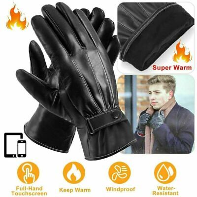 Men's Touch Screen Leather Gloves Thermal Soft Fleece Lined Driving Warm Winter • 7.36€