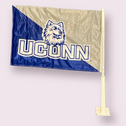 Car Flag: UConn Huskies (old dog mascot logo) Cover